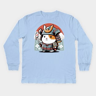 Kawaii Samurai Animal Hamster with Katana Cute Love Japanese Background Fuji Mount Kids Long Sleeve T-Shirt